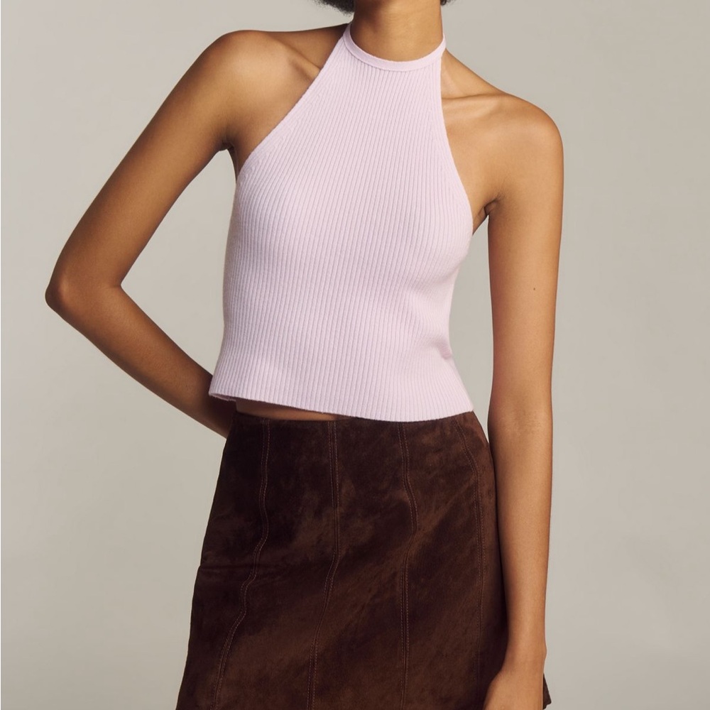 Anthropologie Pink Ribbed Crop Top